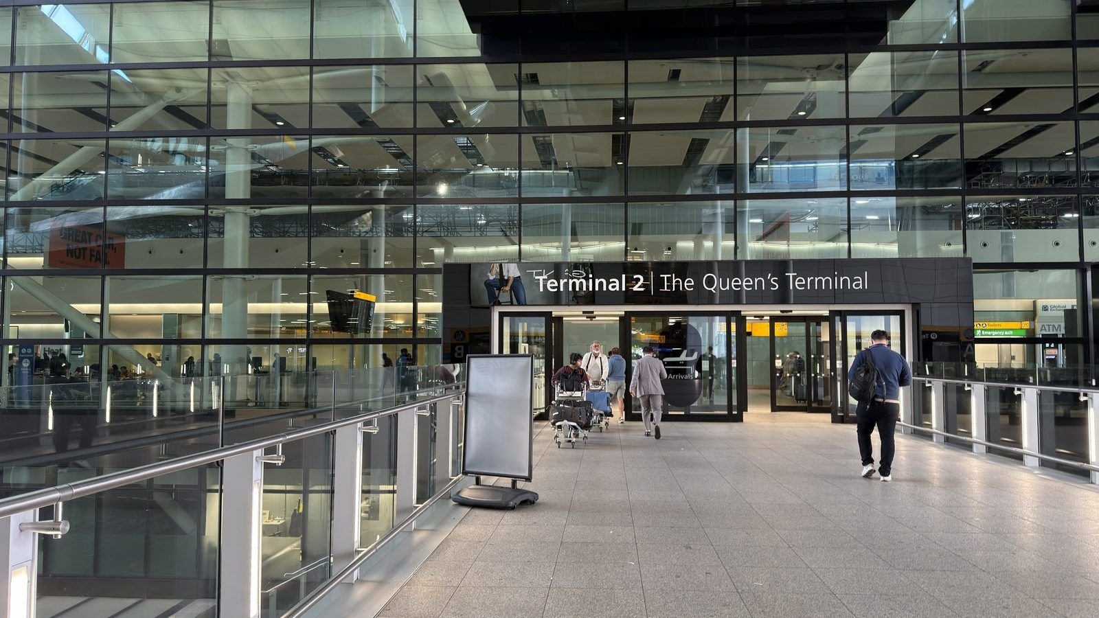The entrance to Heathrow Terminal 2, The Queen’s Terminal, photographed on 10 September 2026